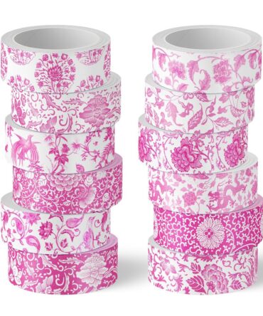 Blue Floral Washi Tape Set 12 Rolls